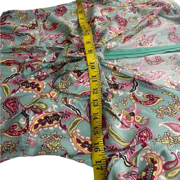 BohoTeal and Pink Paisley Tie-Front cut out Dress, Large, New - Picture 7 of 8